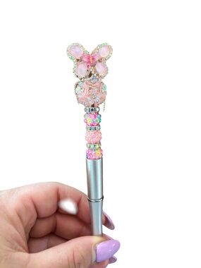 AB INKS HANDMADE EXPRESSIONS Handmade Pink Crystal Butterfly Pen